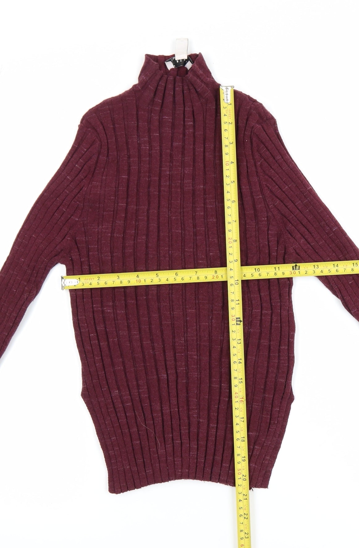 Topshop Women’s Petite Red Ribbed Roll Neck Knit Top L