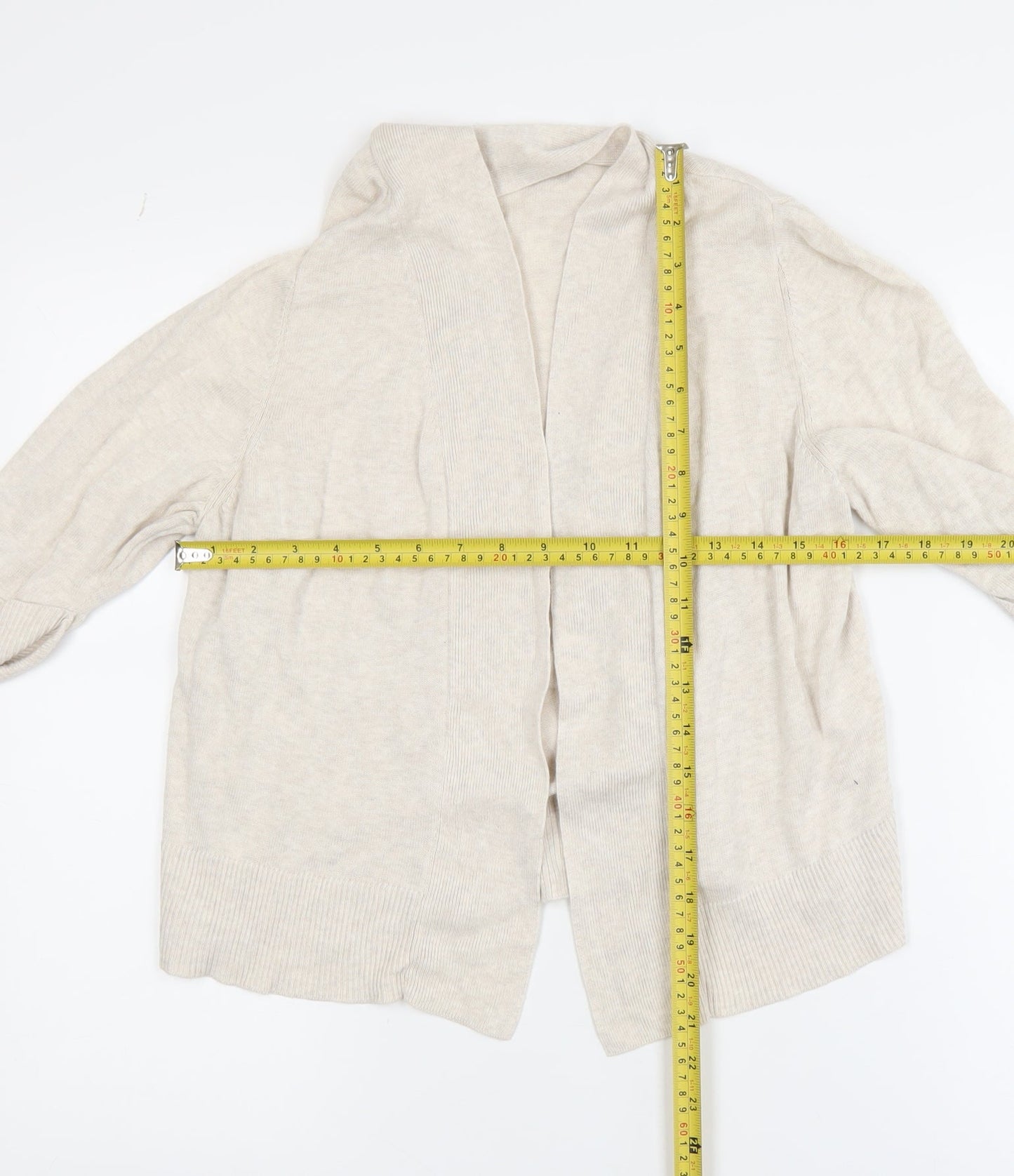 Wallis Women Beige Knit Open Cardigan M Relaxed Casual