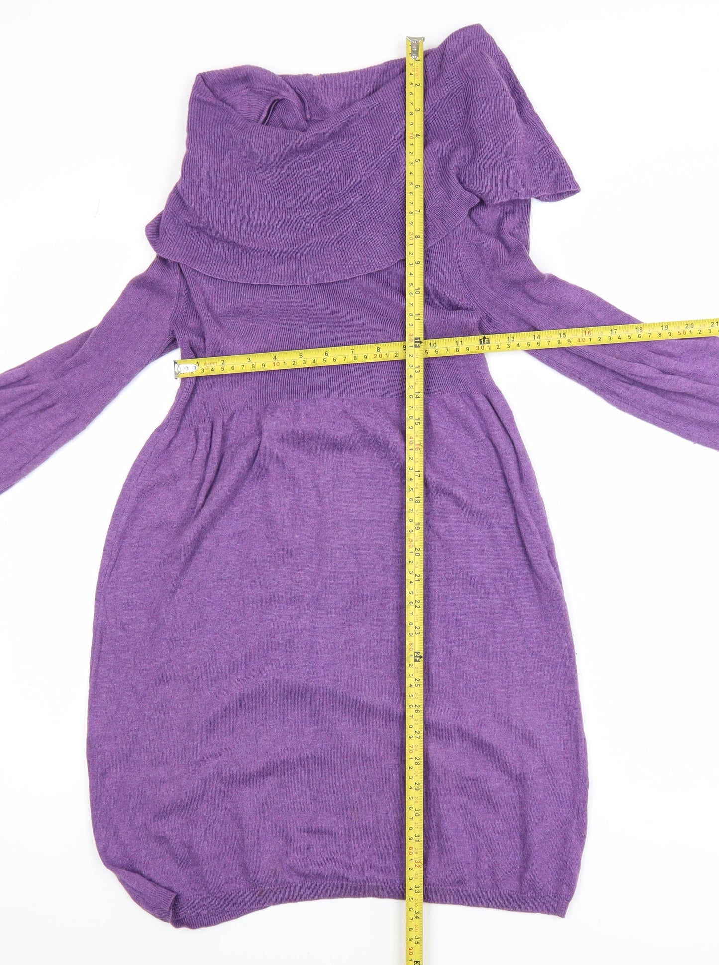 Marks and Spencer Women's Purple Cowl Neck Long Sleeve Tunic Jumper UK 12