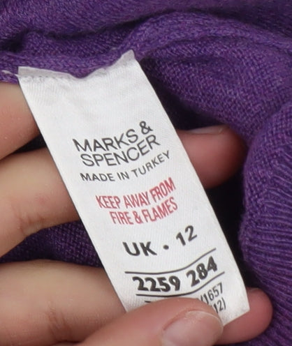Marks and Spencer Women's Purple Cowl Neck Long Sleeve Tunic Jumper UK 12