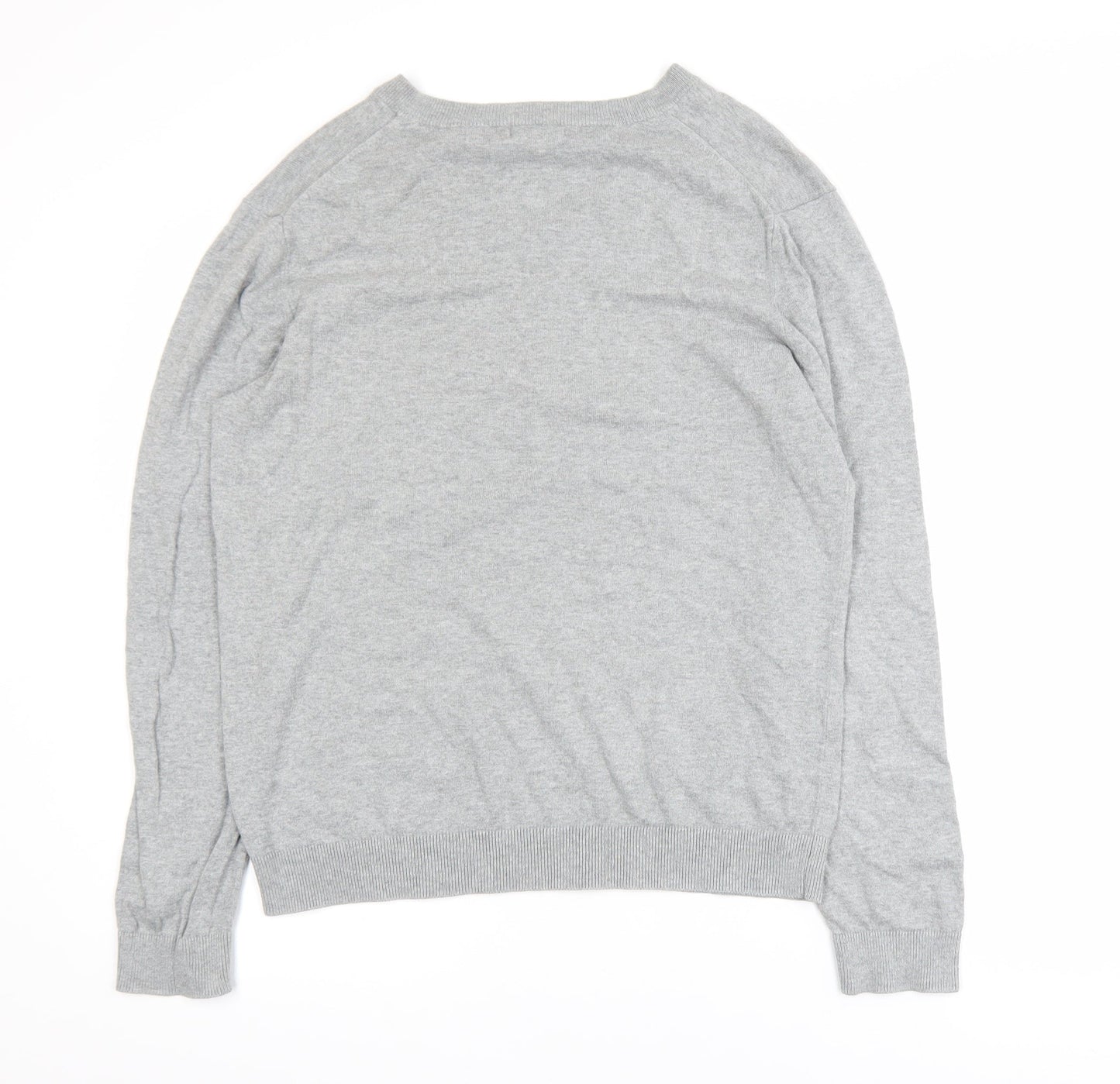 GAP Men’s Grey V-Neck Cotton Jumper Size M Lightweight Knit