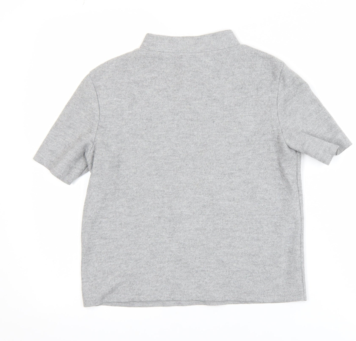 Zara Women Grey Mock Neck Short Sleeve Jersey T-Shirt Size 8
