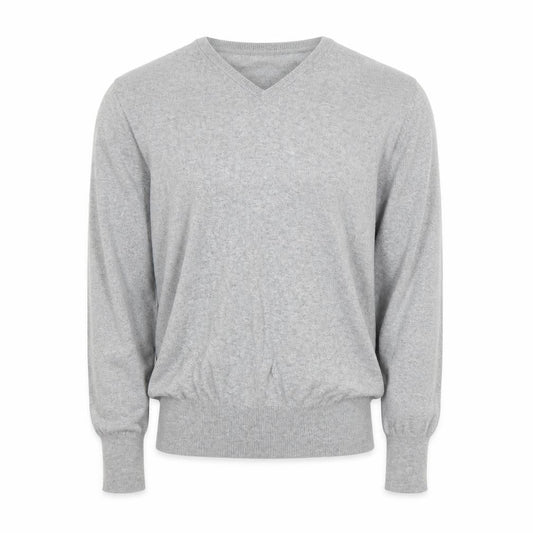 Woolovers Men’s Grey V-Neck Cotton Silk Jumper Size M