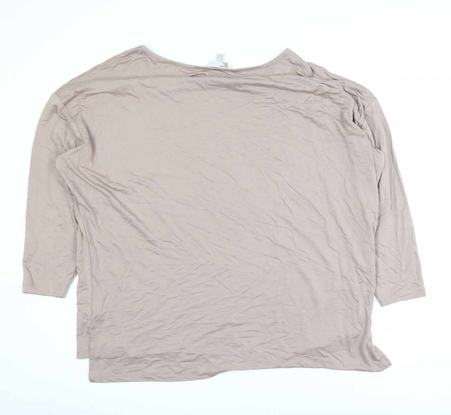 Friends Like These Women Beige Long Sleeve Basic Top UK 16 Viscose Blend