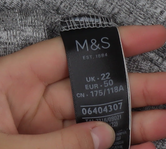 Marks and Spencer Women’s Grey Long Sleeve Waffle Knit Pullover Jumper Size 22