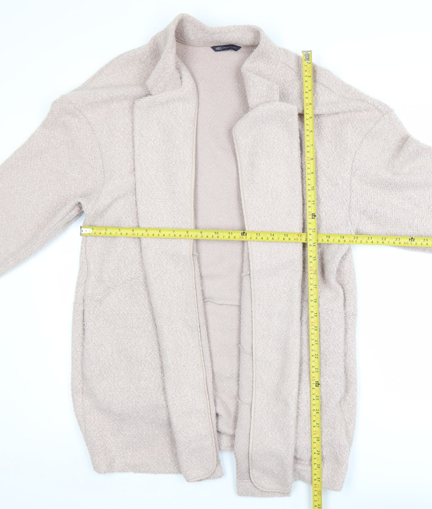 Marks and Spencer Women Pink Size 20 Knit Mid-Length Open Coatigan