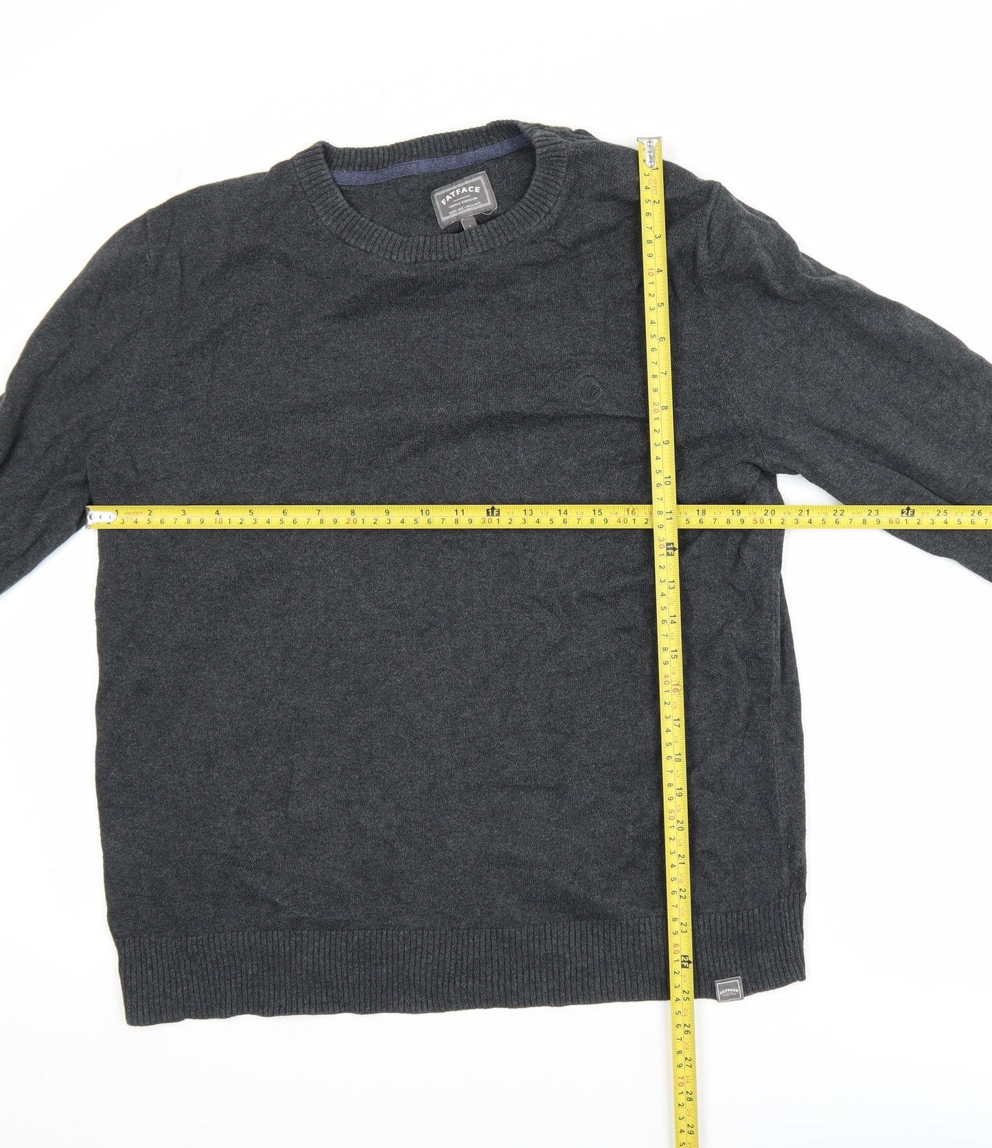 FatFace Men’s Grey Cotton Cashmere Crew Neck Jumper Size L