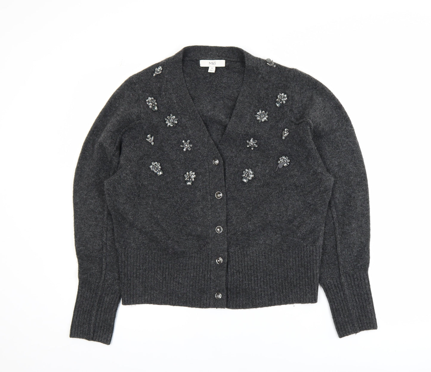 Marks and Spencer Women’s Grey Beaded Knit Cardigan Size M