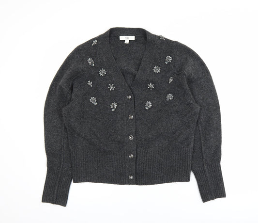 Marks and Spencer Women’s Grey Beaded Knit Cardigan Size M