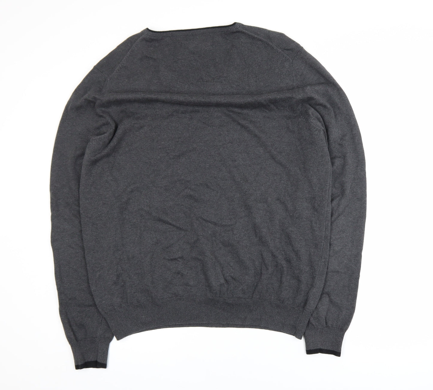 Ben Sherman Men's Grey Cotton V-Neck Pullover Jumper XL