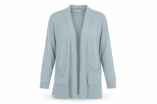 Front view of Atmosphere Women's Green Long Sleeve Open Knit Cardigan, size 12