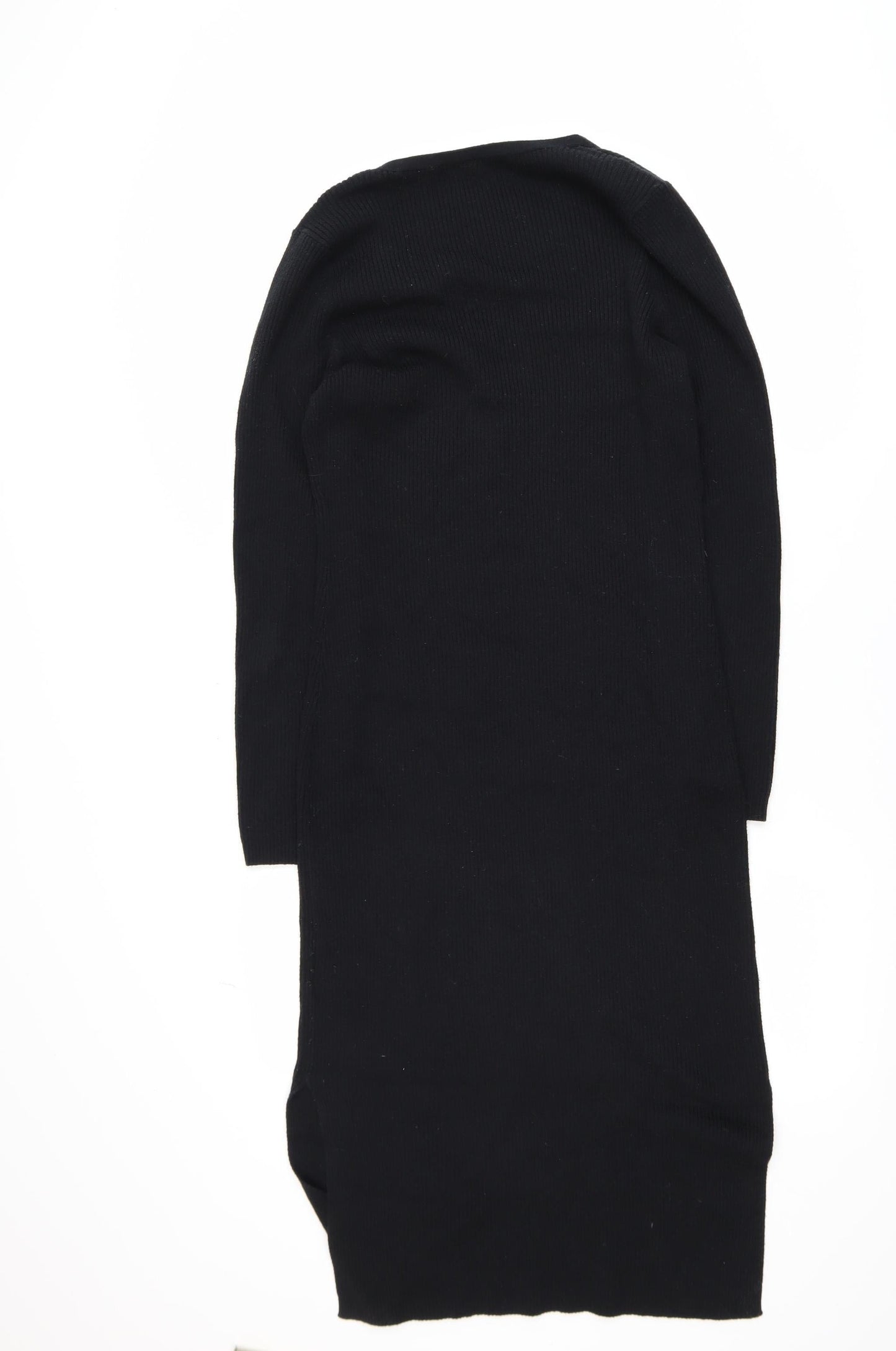 Next Women’s Black Knit Bodycon V-Neck Long Sleeve Dress Size 14