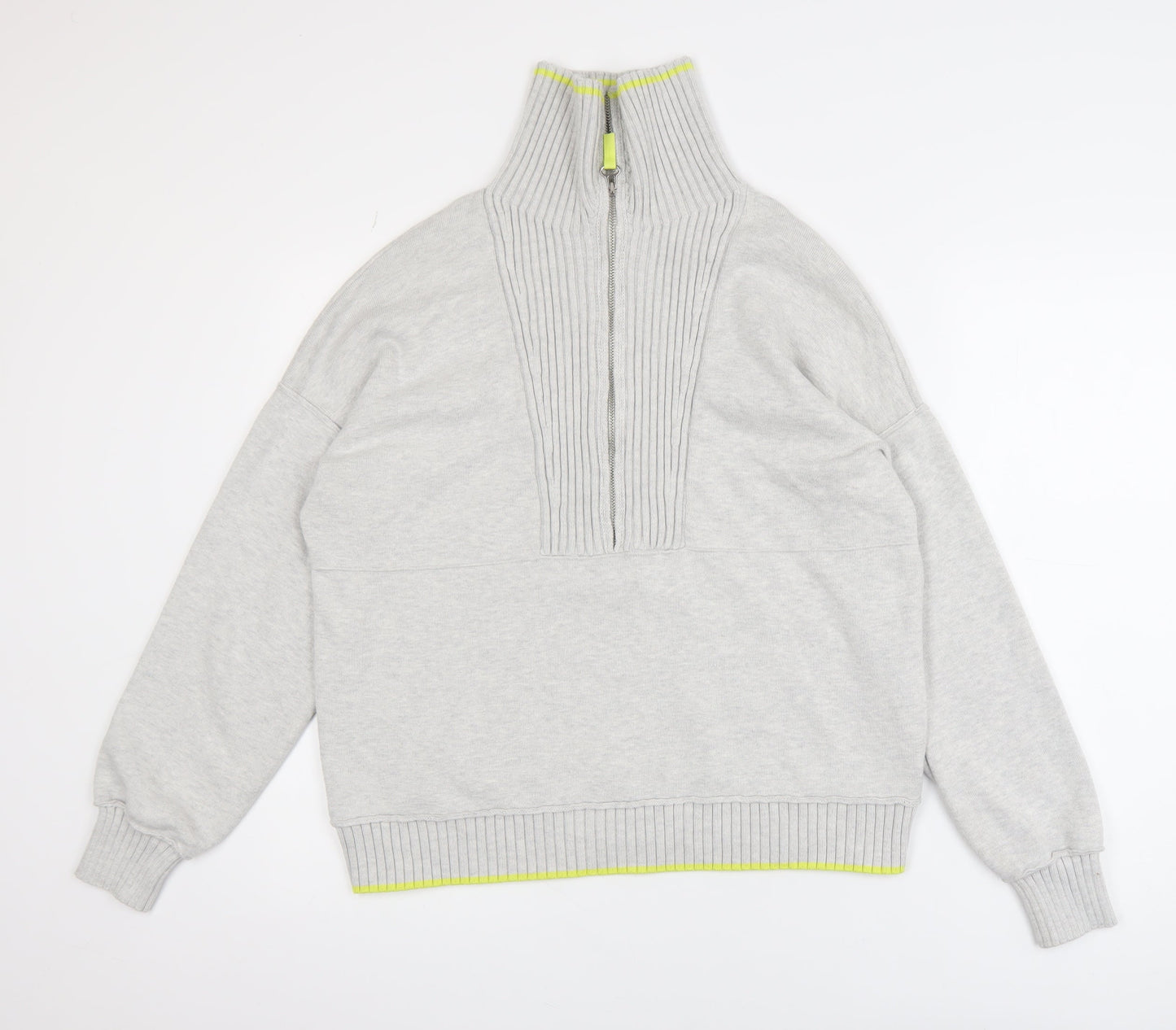 Cynthia Rowley Women's Grey XL Half Zip High Neck Jumper