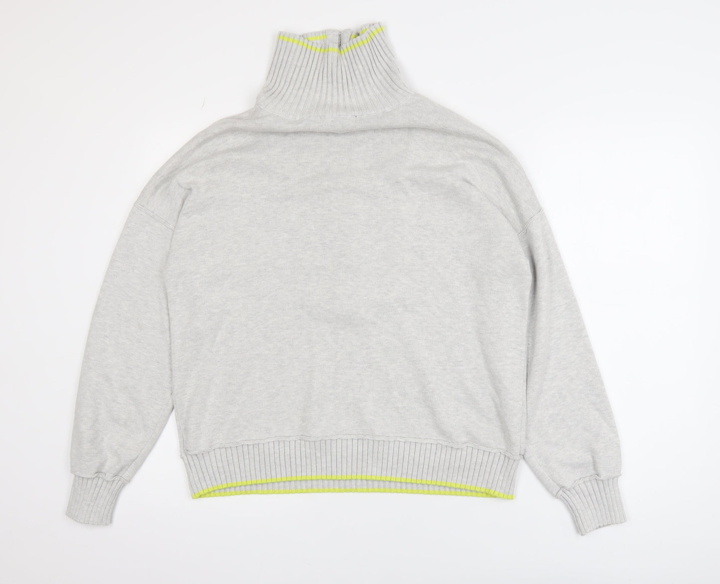 Cynthia Rowley Women's Grey XL Half Zip High Neck Jumper