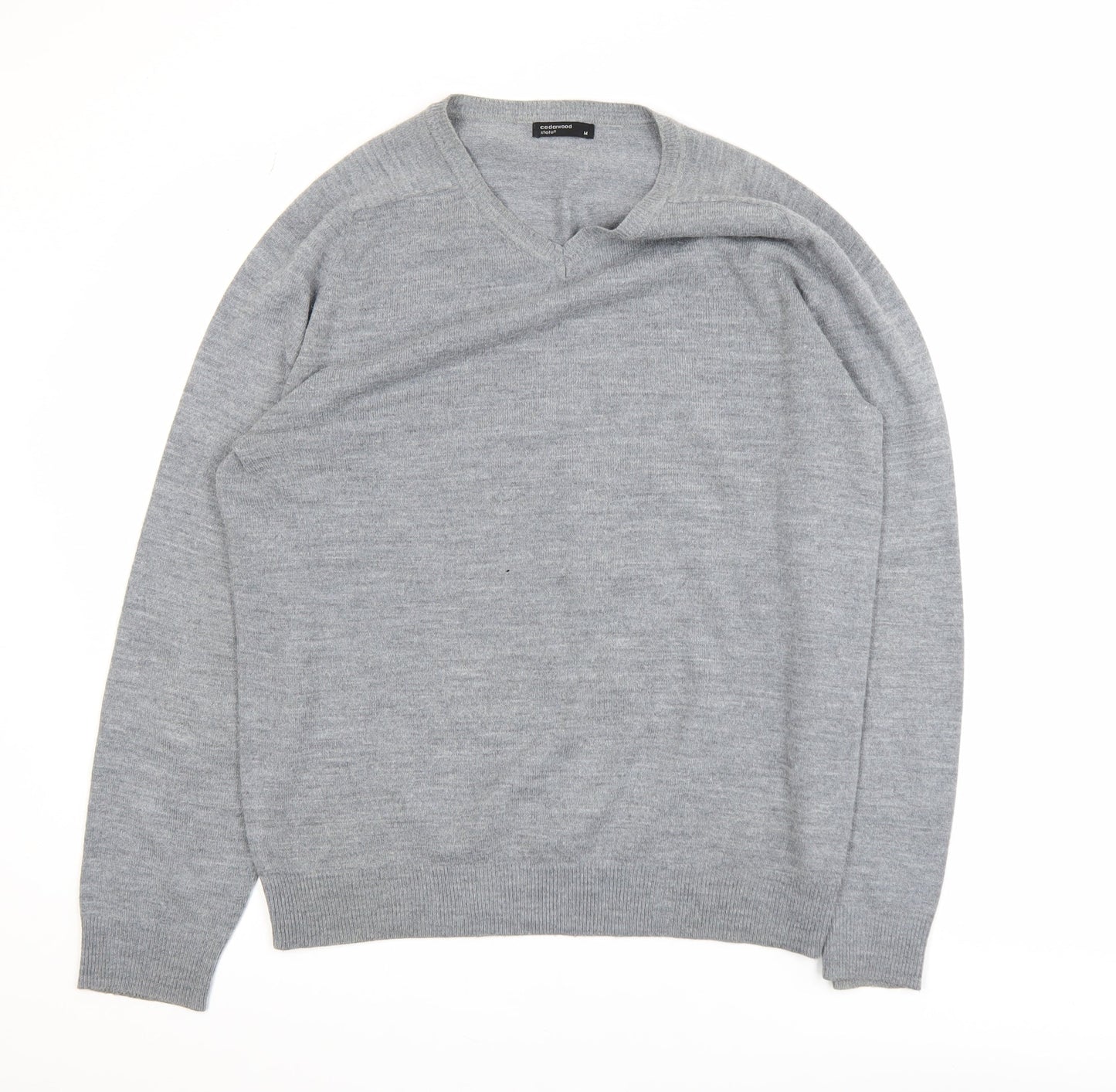 Cedarwood State Men's Grey V-Neck Acrylic Knit Jumper M