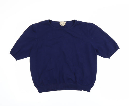Lindy Bop Women's Blue Knit Short Sleeve Crew Neck Blouse L