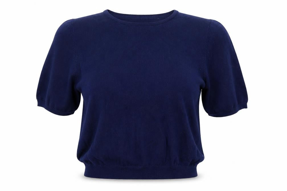 Lindy Bop Women's Blue Knit Short Sleeve Crew Neck Blouse L