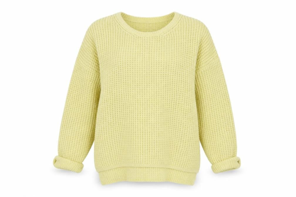 Marks & Spencer Women Yellow Cotton Waffle Knit Jumper Size 10
