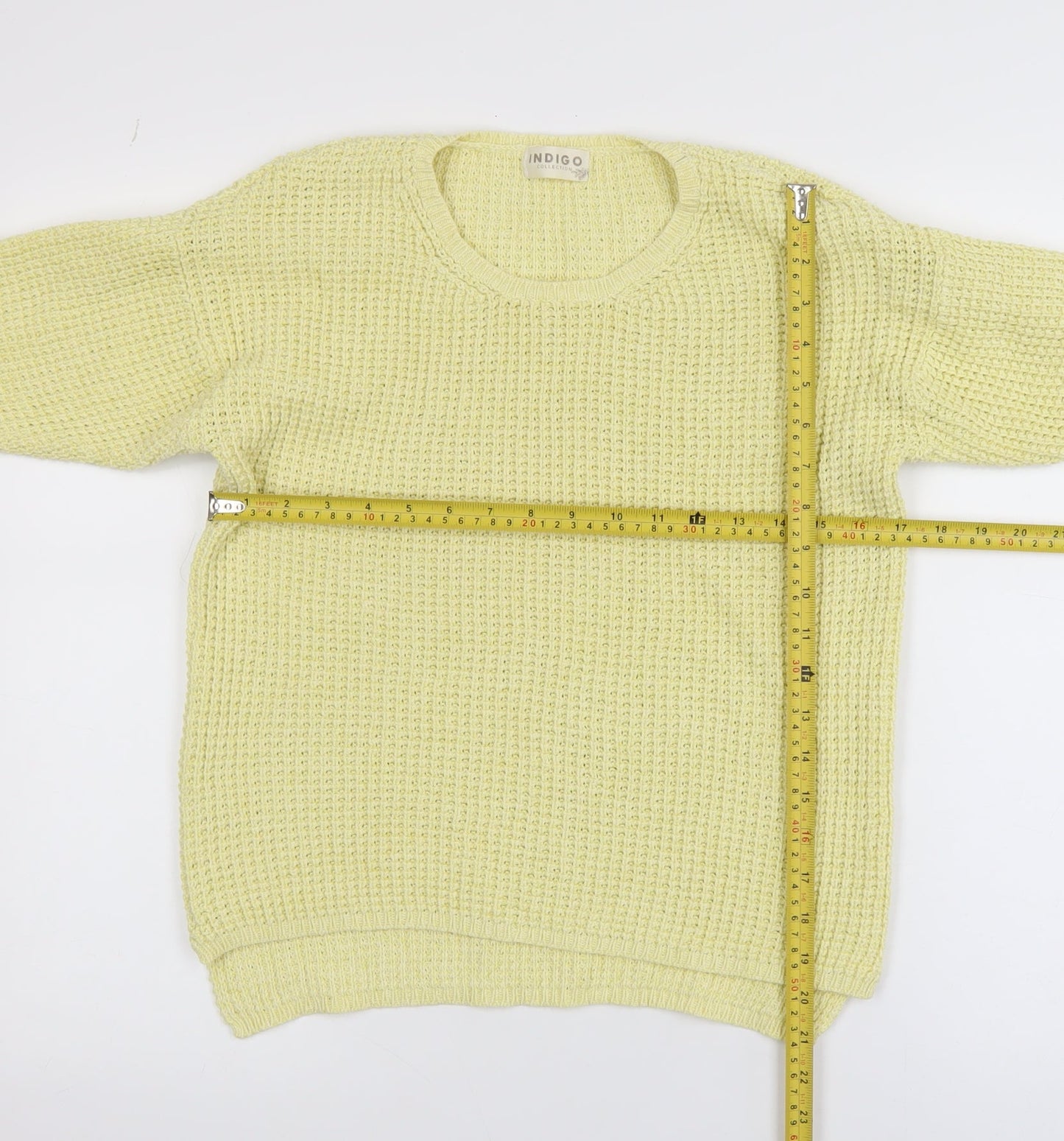 Marks and Spencer Women Yellow Cotton Waffle Knit Jumper Size 10