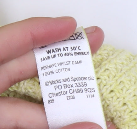 Marks and Spencer Women Yellow Cotton Waffle Knit Jumper Size 10