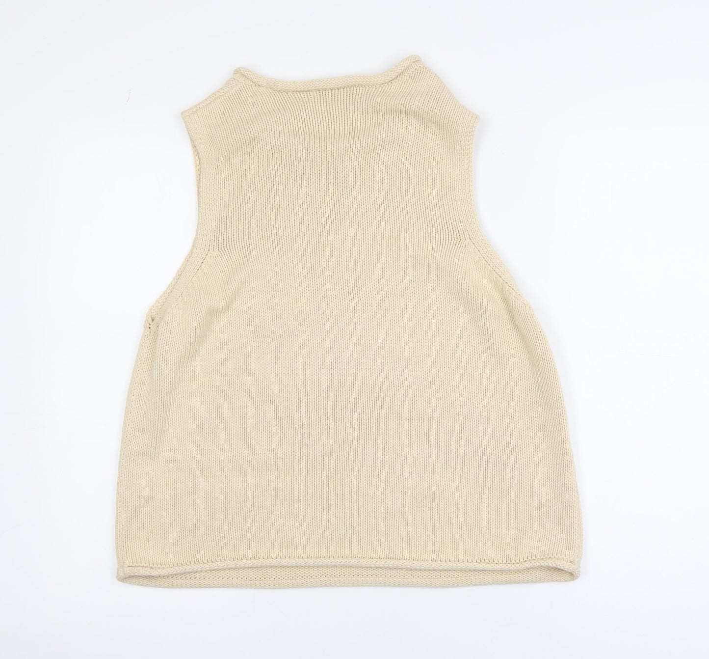 NEXT Women Beige Knit Cotton Sleeveless Vest Jumper L