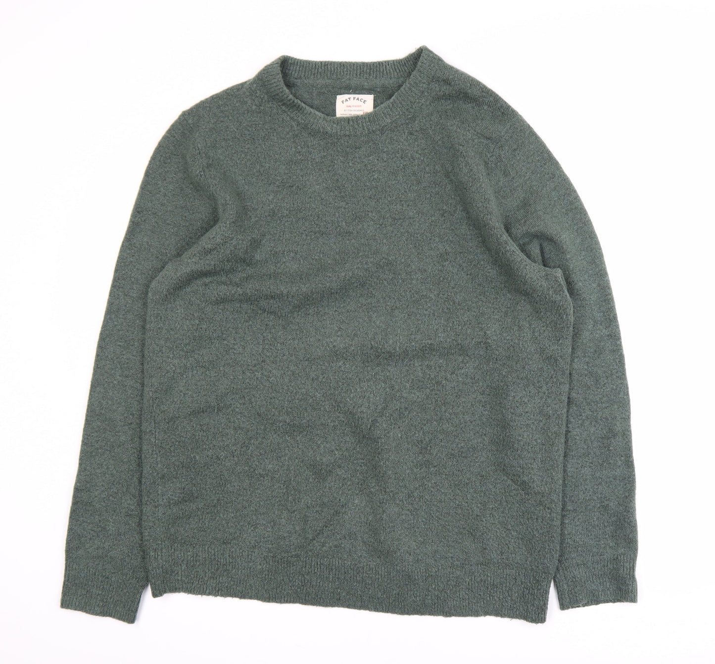 Fat Face Men's Green Wool Blend Crew Neck Pullover Jumper L