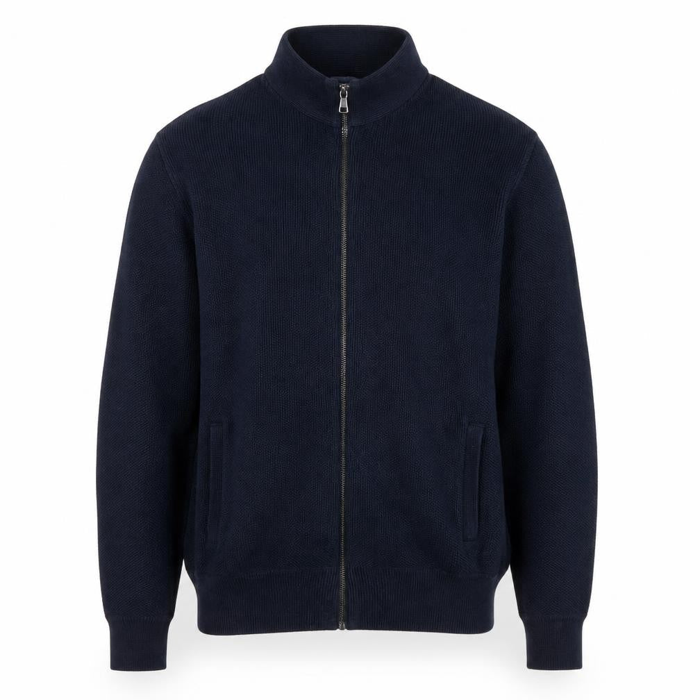 Marks & Spencer Men's Blue Full Zip Cotton Jumper Size L