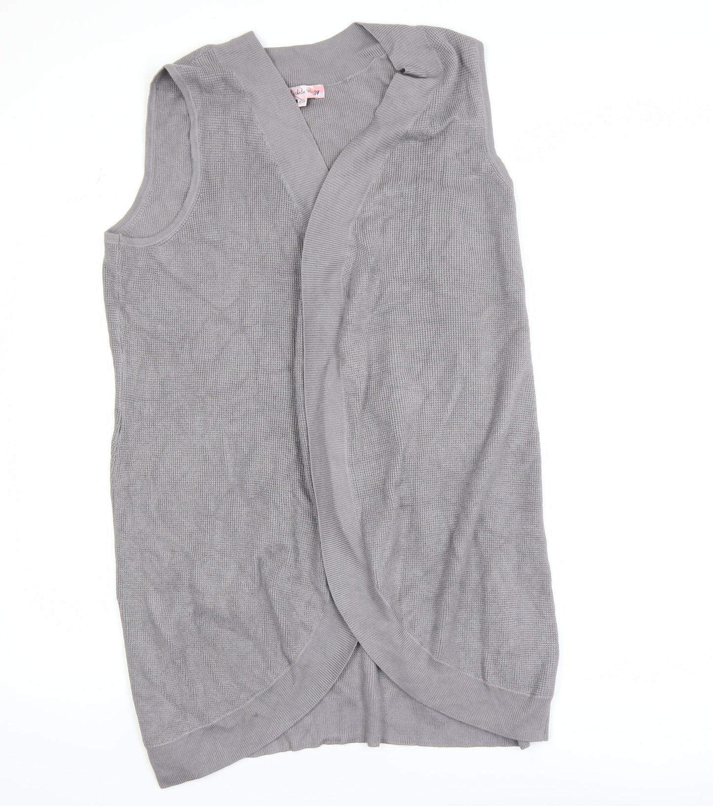 Michele Hope Women Grey Sleeveless Open Knit Vest Size 18/20