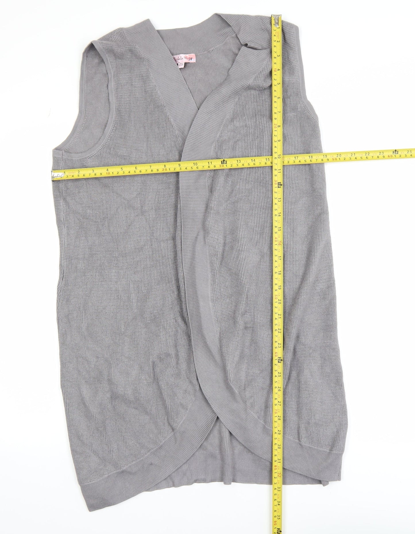 Michele Hope Women Grey Sleeveless Open Knit Vest Size 18/20