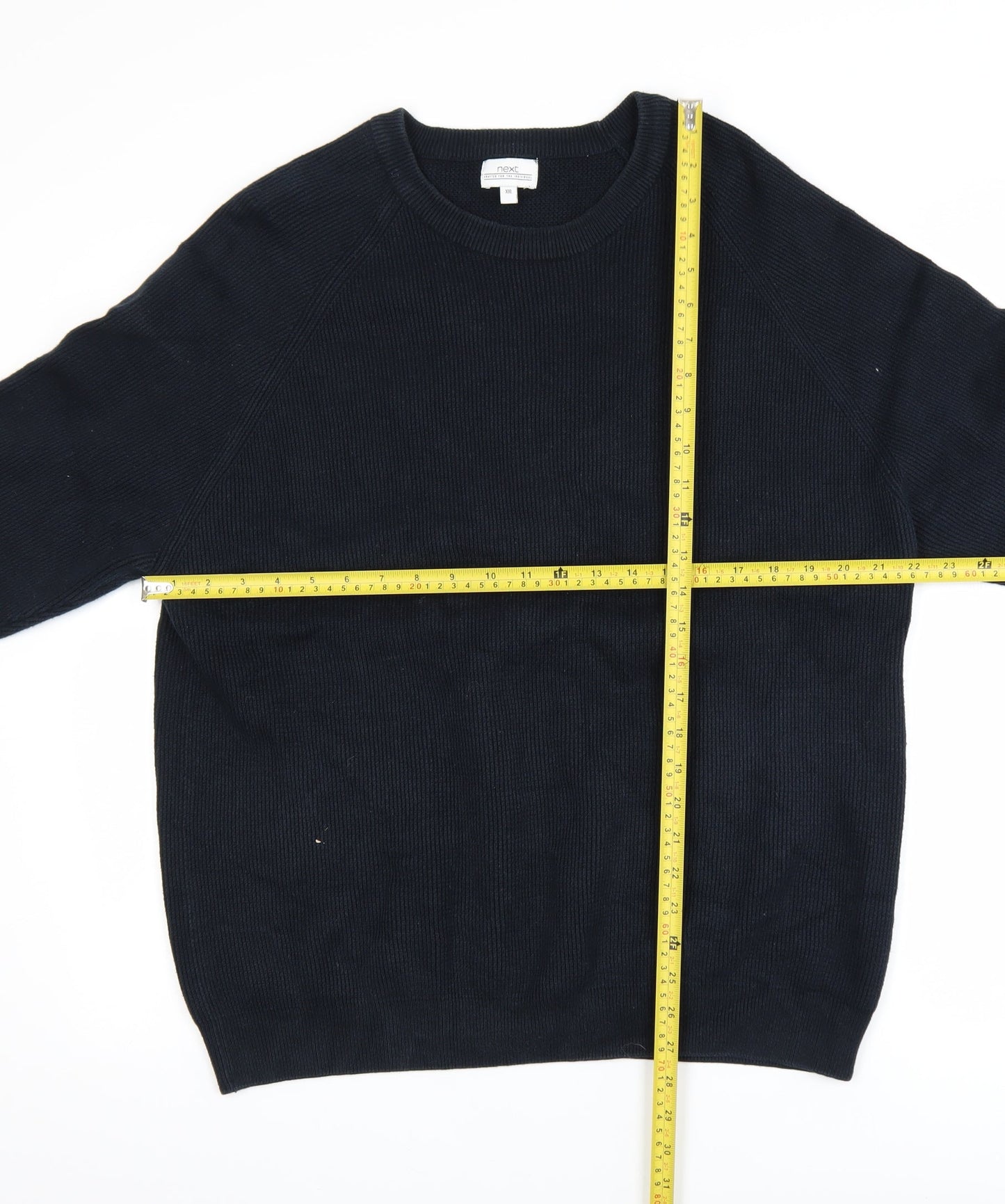 Next Men's Black 2XL Cotton Knit Crew Neck Jumper