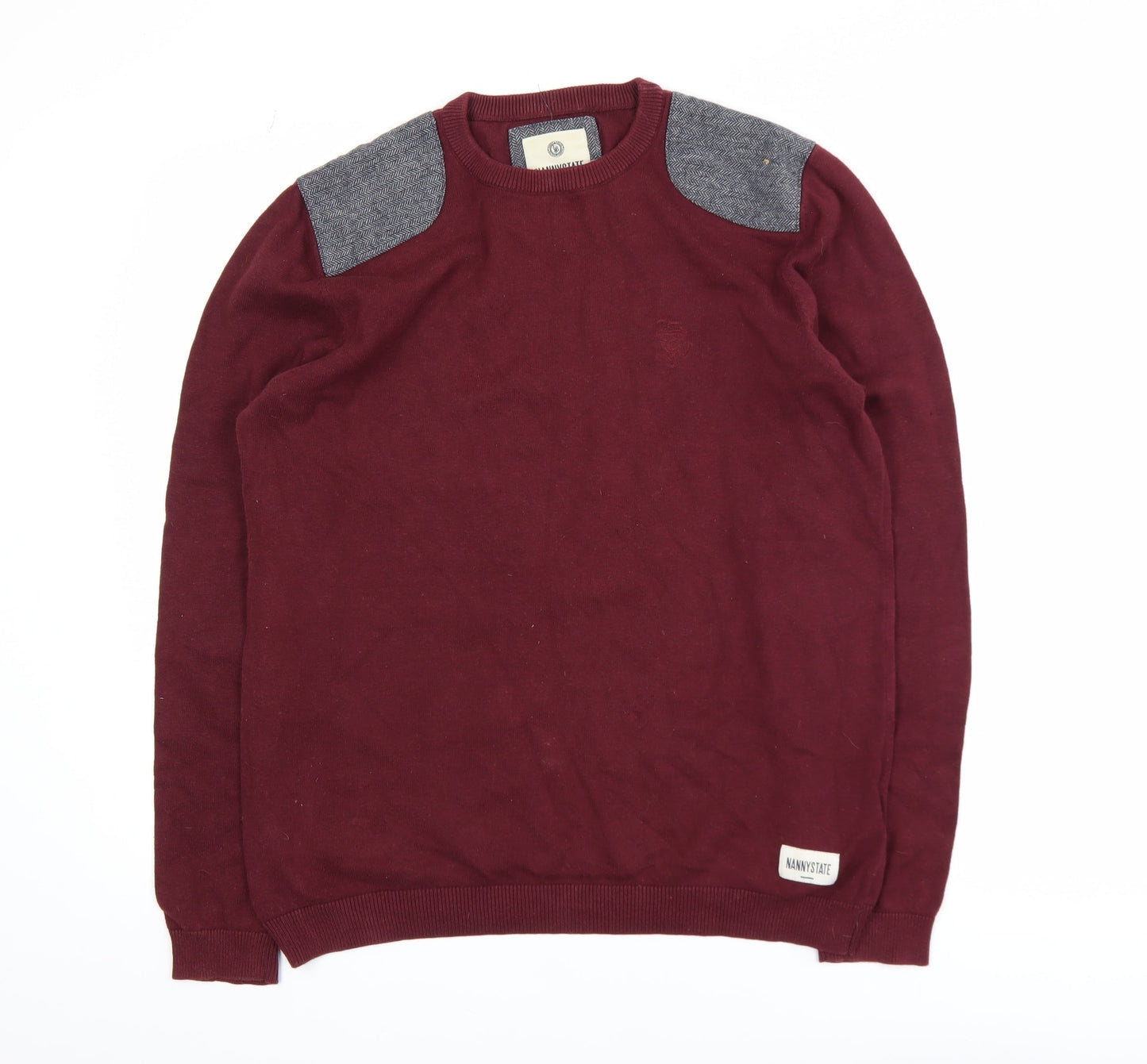 Nanny State Men's Red Cotton Crew Neck Jumper Medium