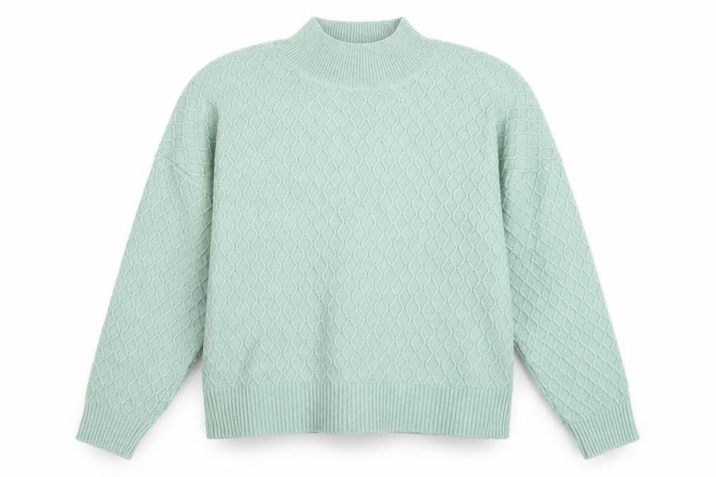 FatFace Women Green Mock Neck Cable-Knit Jumper Size 14
