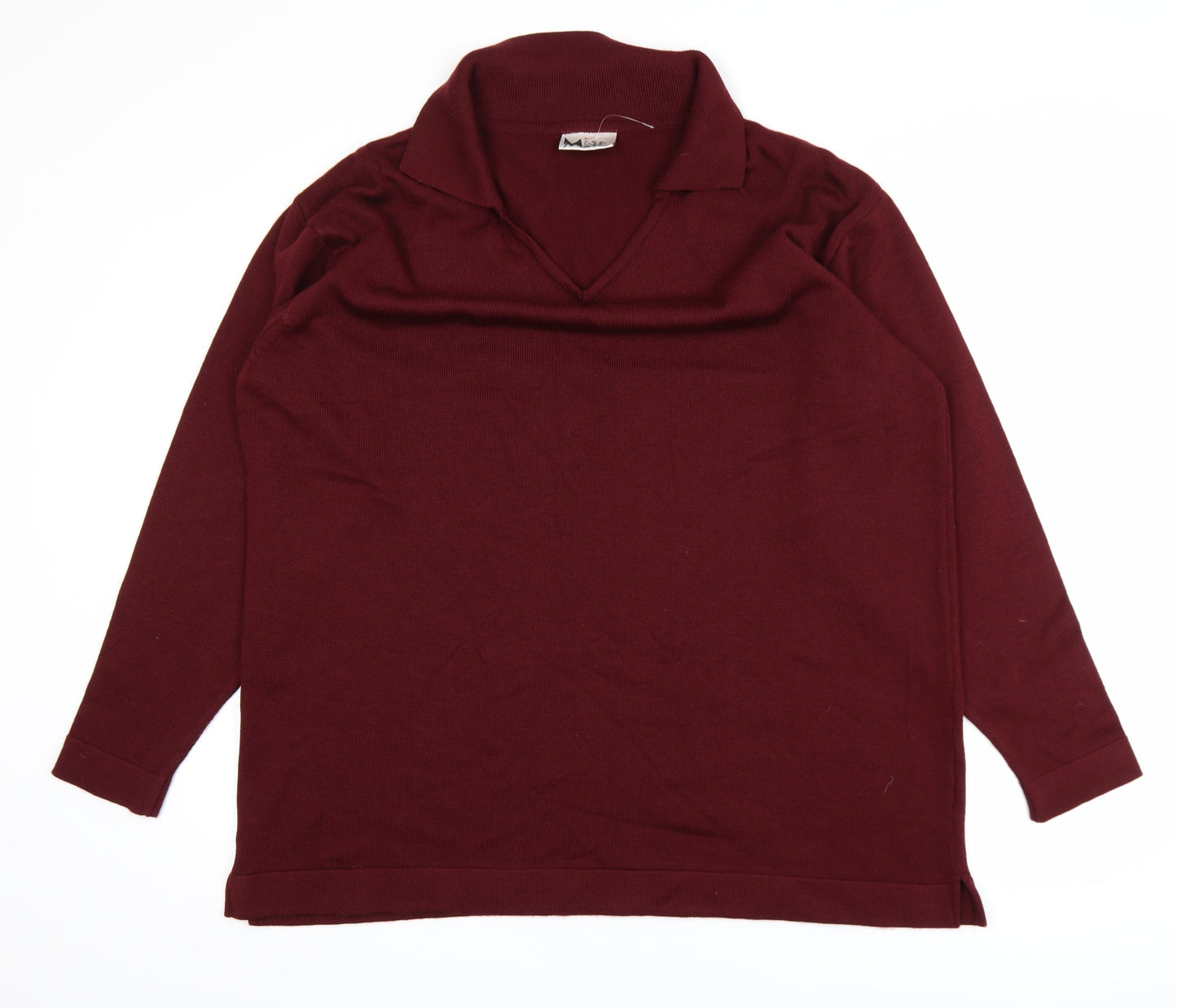 Mash Mash Men's Burgundy Acrylic Long Sleeve Polo Size 2XL