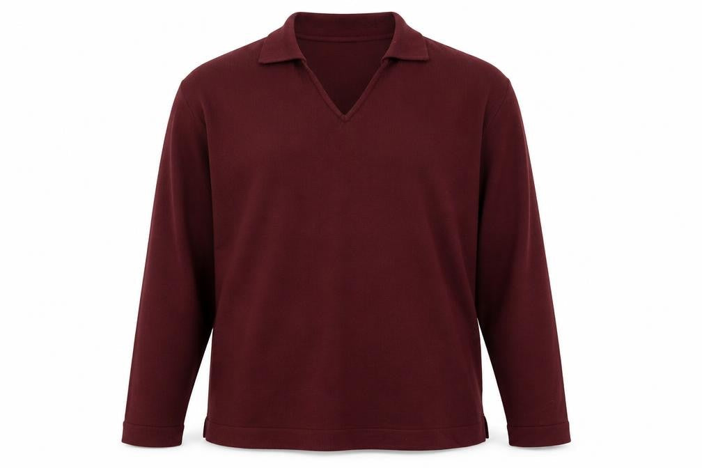 Mash Mash Men's Burgundy Acrylic Long Sleeve Polo Size 2XL