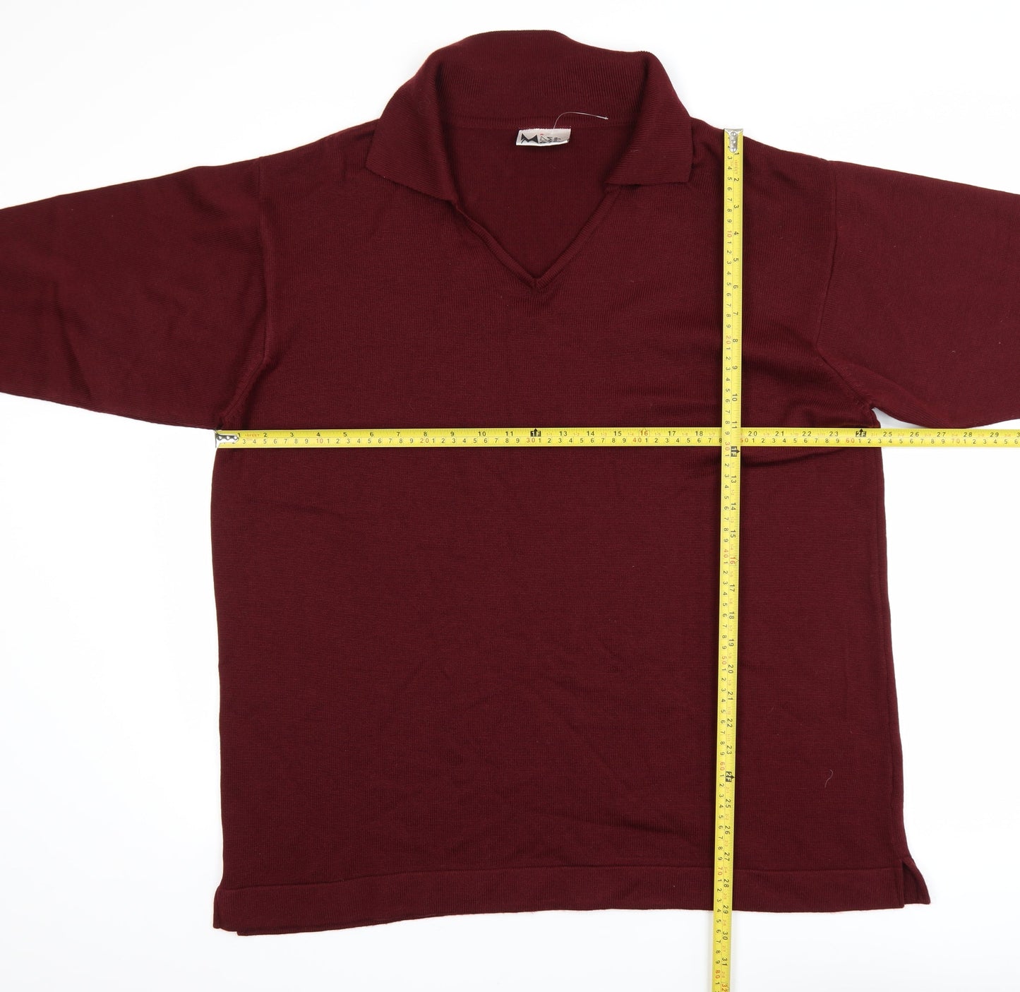Mash Mash Men's Burgundy Acrylic Long Sleeve Polo Size 2XL