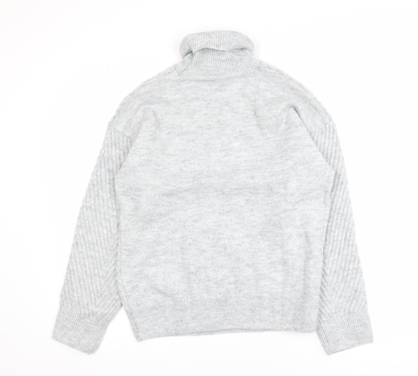 Max Women Grey Roll Neck Long Sleeve Knit Jumper Size S UK 6/8
