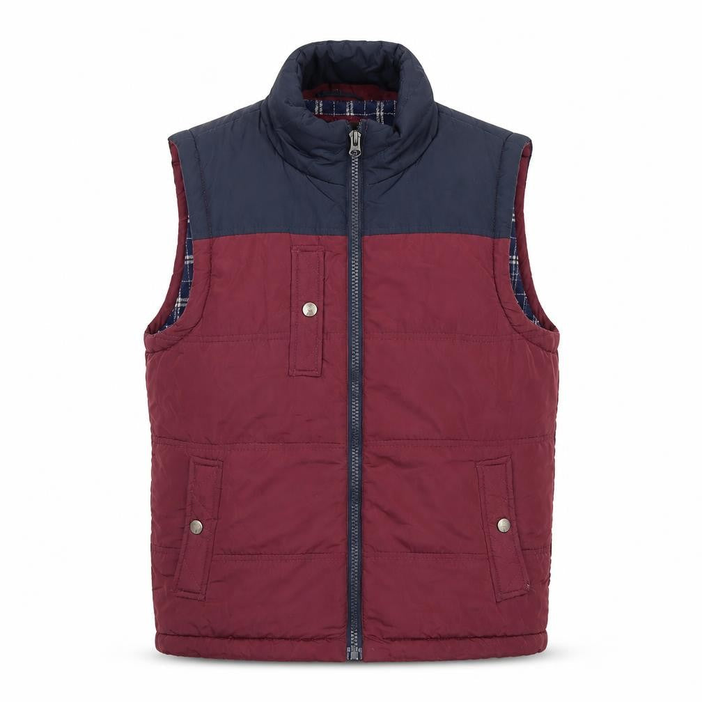 Cotton On Nineteen Ninety One Men's Burgundy Blue Puffer Waistcoat M