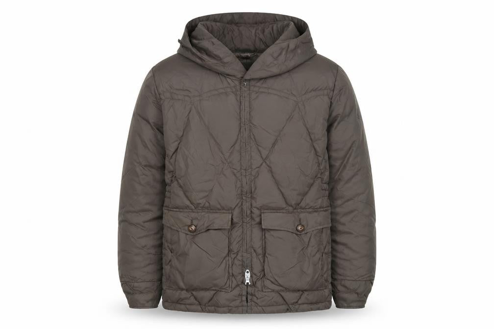 Sprung Men's Brown Down Puffer Jacket L Winter Insulated Hooded