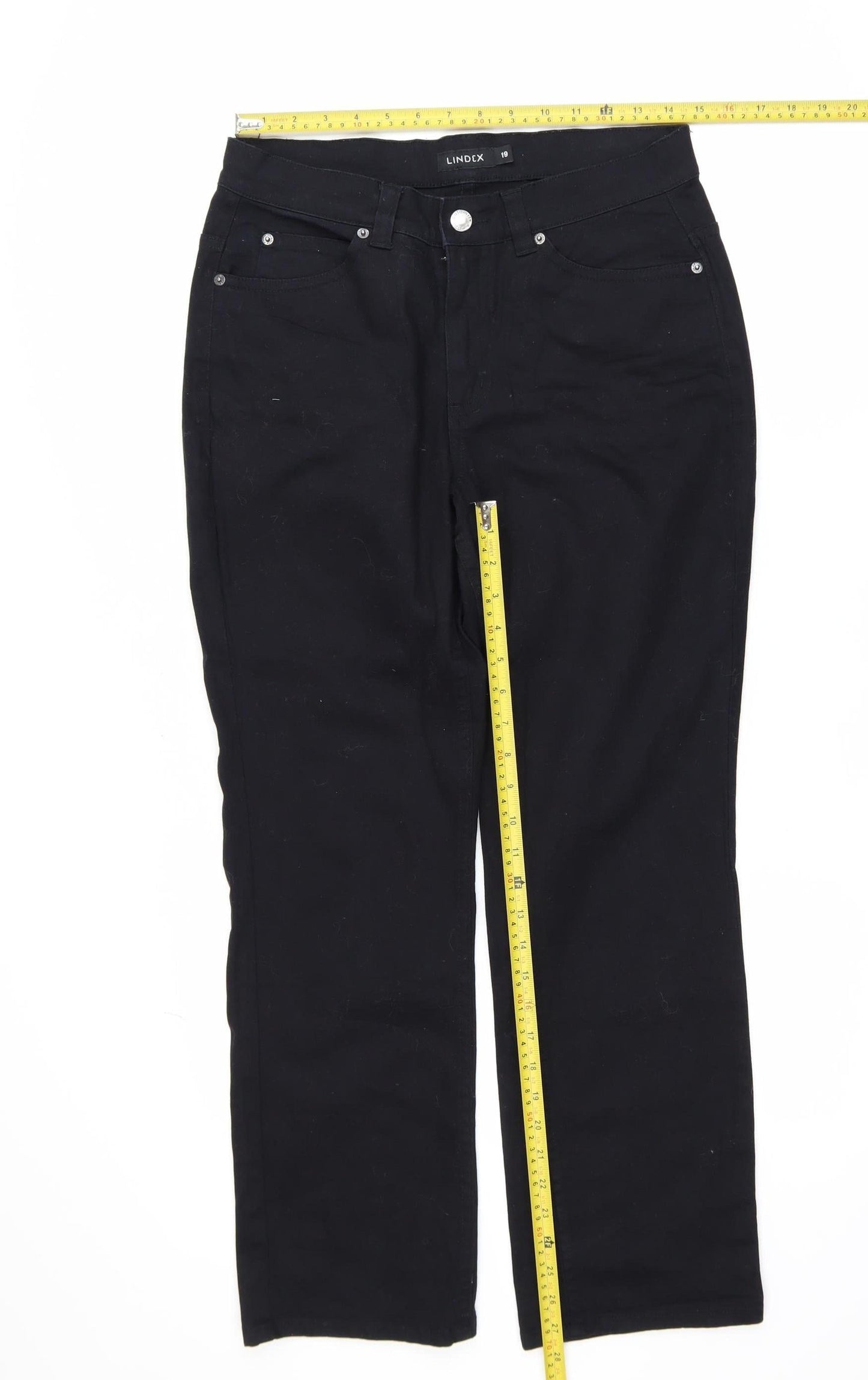 Lindex Women Black High Waist Straight Leg Stretch Jeans Size 19