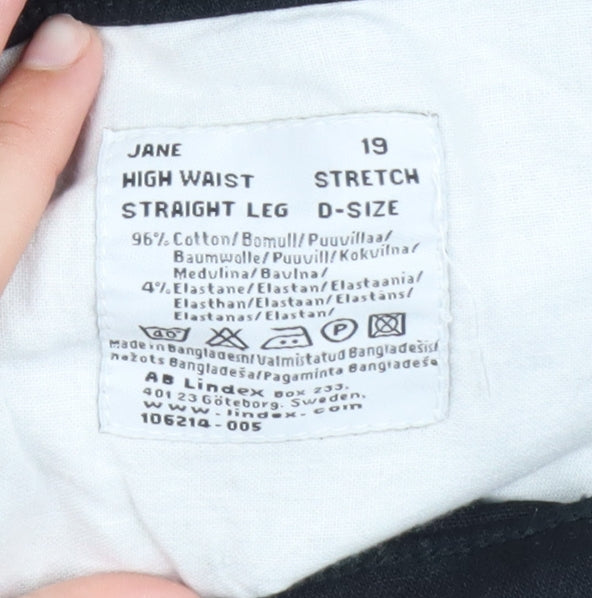 Lindex Women Black High Waist Straight Leg Stretch Jeans Size 19