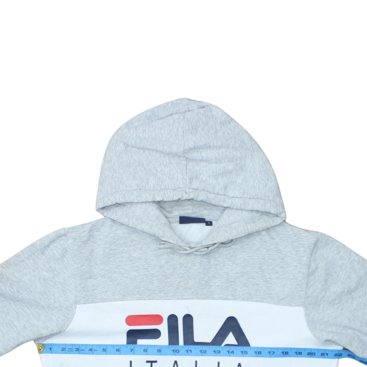 FILA Men’s Grey Pullover Hoodie Small Logo Fleece Sweatshirt