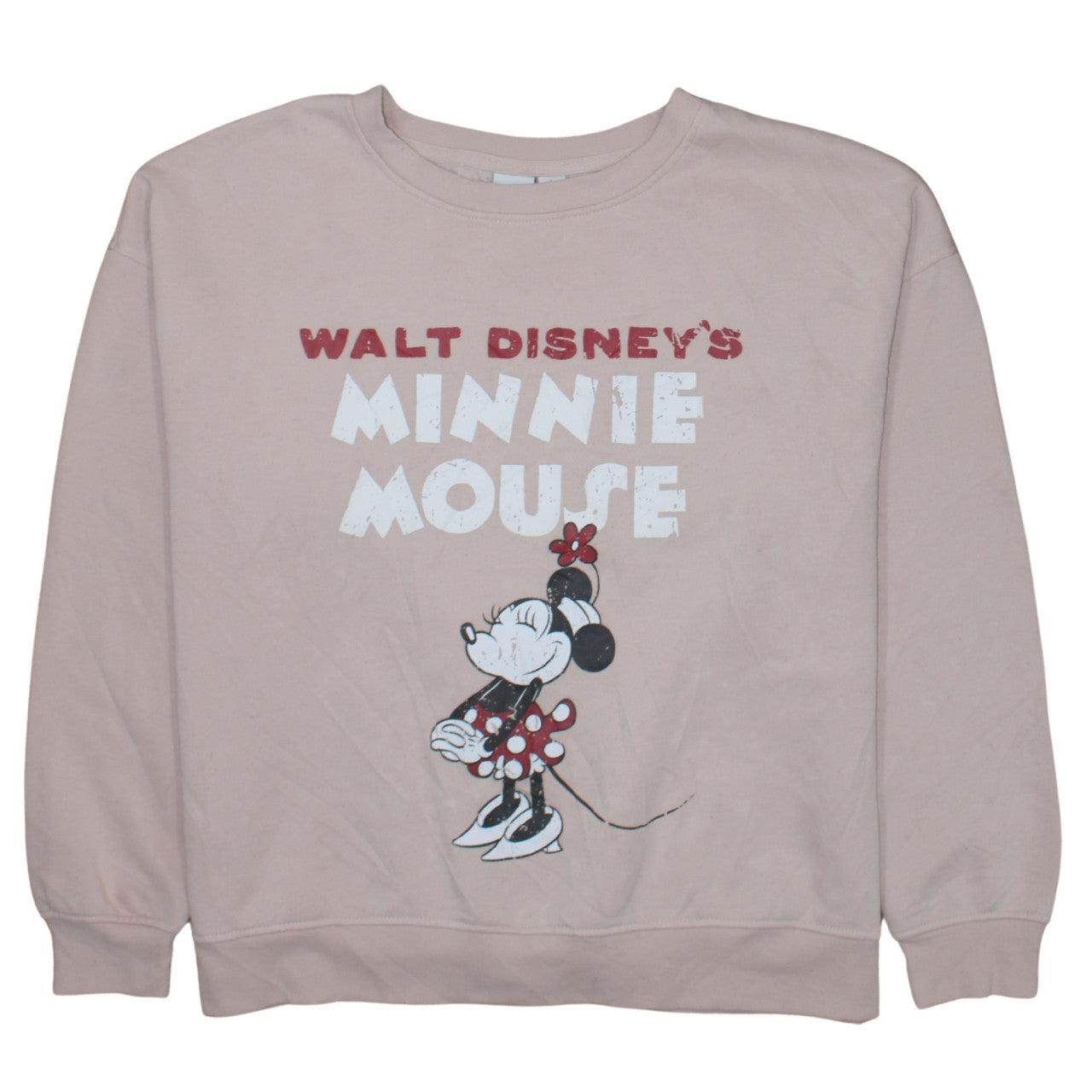 Disney Women Beige Minnie Mouse Pullover Sweatshirt L