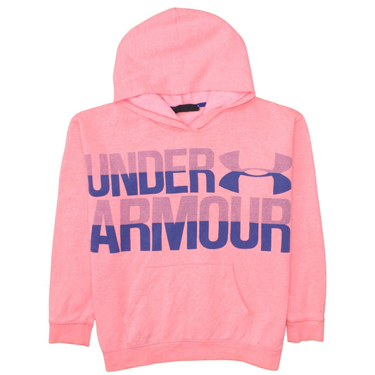 Under Armour Girls Pink Pullover Hoodie Size 14 Years Fleece ColdGear
