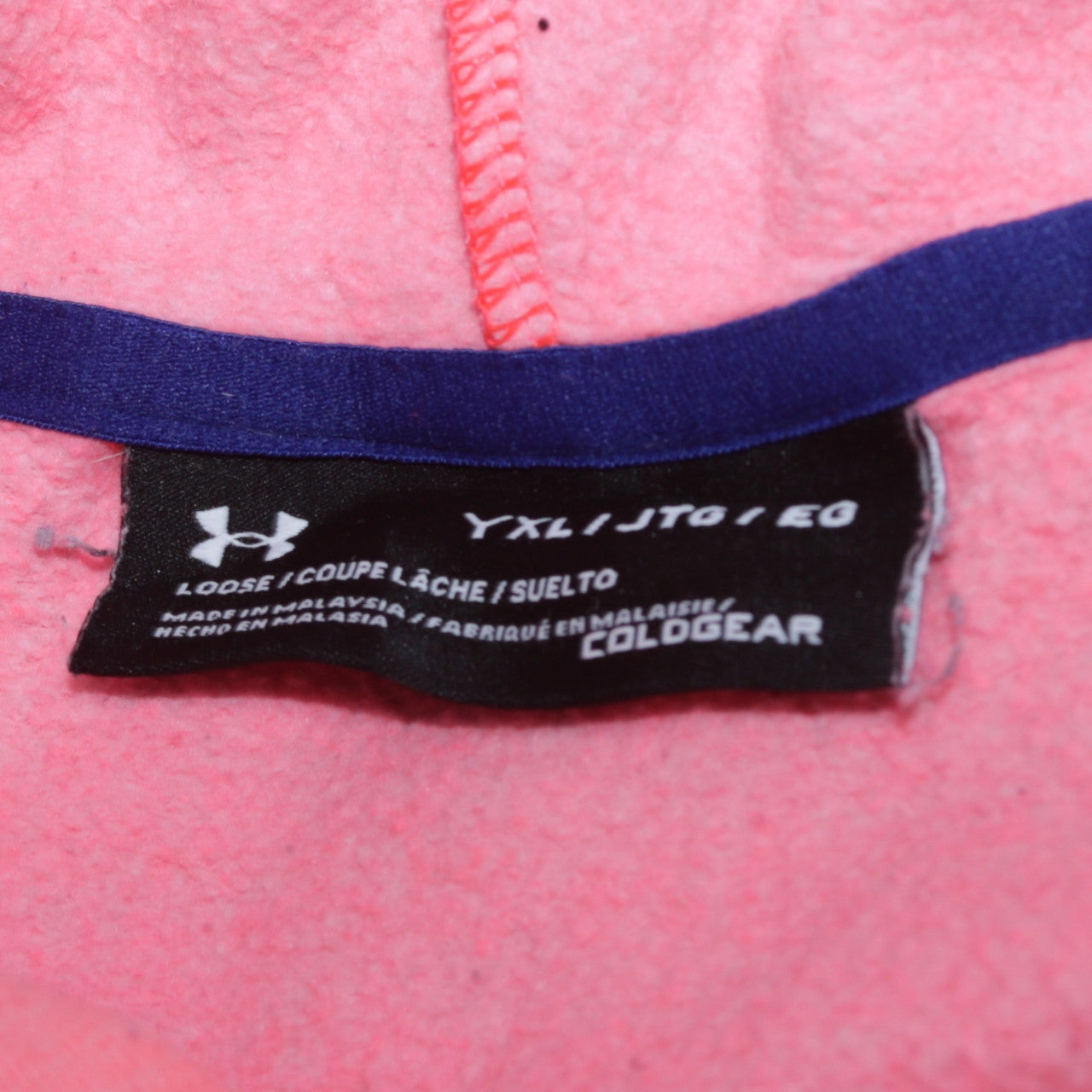 Under Armour Girls Pink Pullover Hoodie Size 14 Years Fleece ColdGear