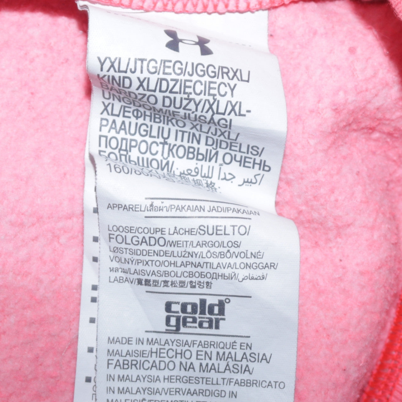 Under Armour Girls Pink Pullover Hoodie Size 14 Years Fleece ColdGear
