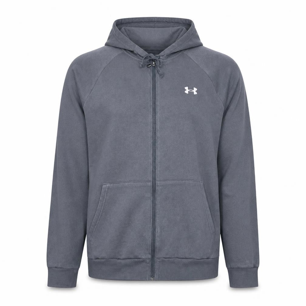 Under Armour Men Grey Full Zip Hoodie XL Loose Fit Sportswear