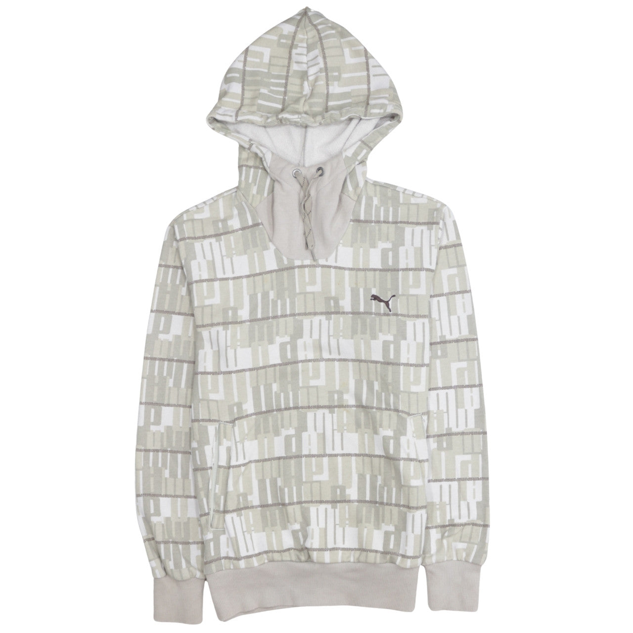 Puma Men Beige Graphic Pullover Hoodie Size S Casual Sportswear