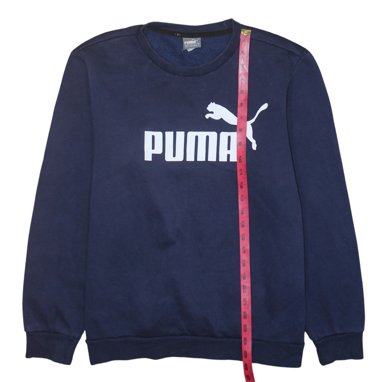 Puma Mens Blue Crew Neck Logo Sweatshirt M Regular Fit Pullover