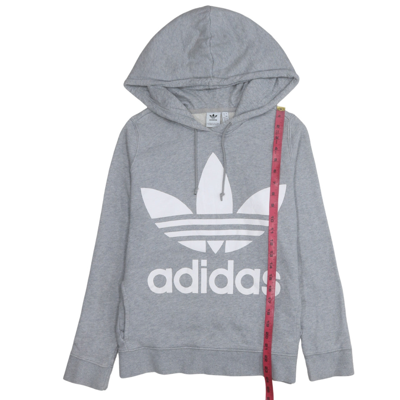 Adidas Womens Grey Hooded Pullover Sweatshirt UK 16 Trefoil Logo