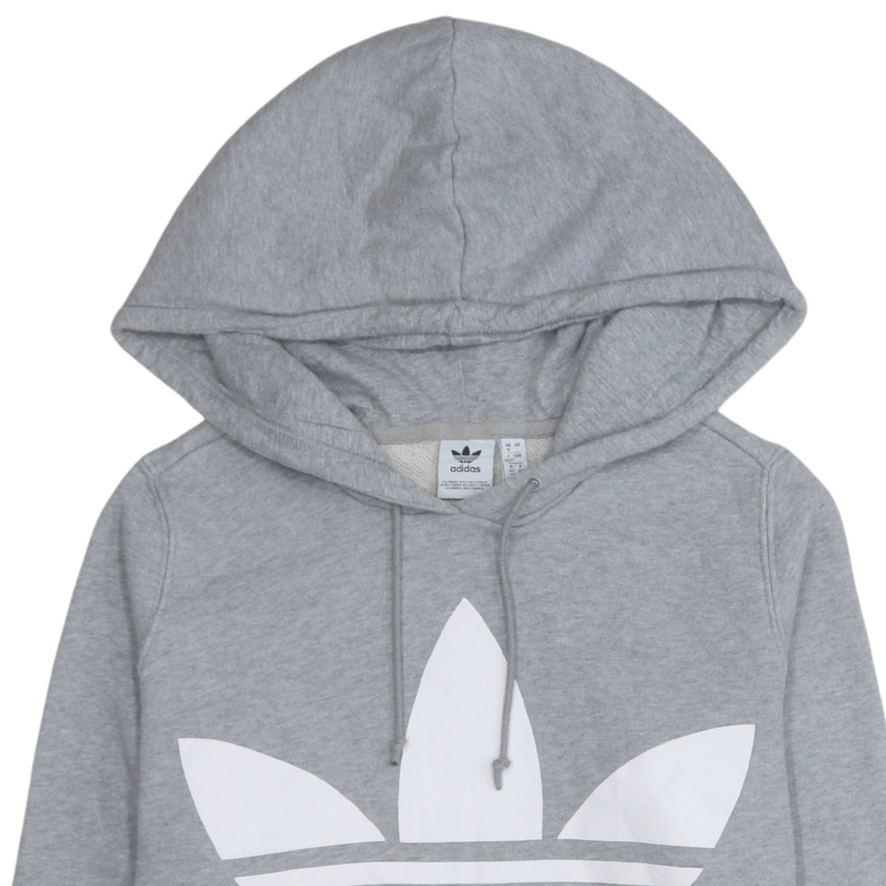 Adidas Womens Grey Hooded Pullover Sweatshirt UK 16 Trefoil Logo